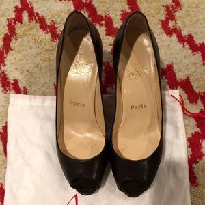 Christian Louboutin brown peep toe heels size 7.5.